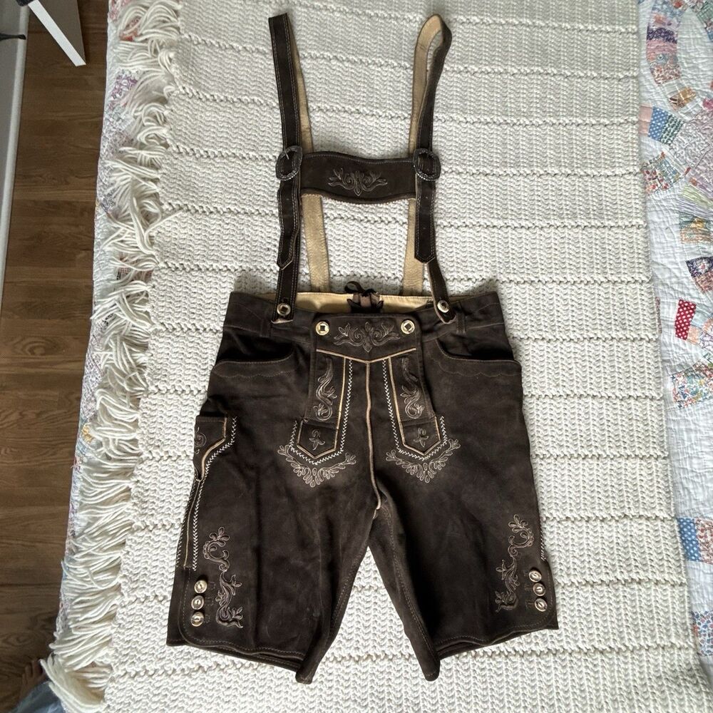 Stockerpoint Lederhosen Bavarian Suede Pants and Suspender Size EU 48 / US 32x9